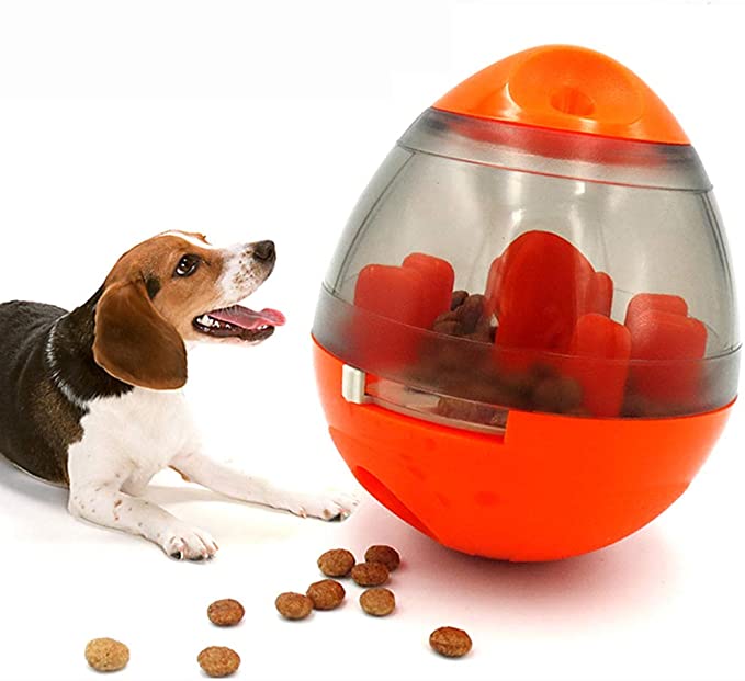 Interactive Pet Treat Ball Food Dispenser Orange