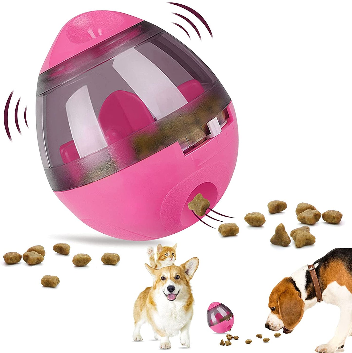 Interactive Pet Treat Ball Food Dispenser Pink