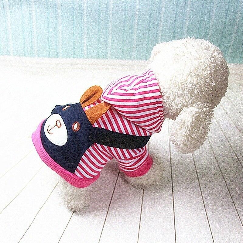 Striped Dog Hoodie Winter Outfit XS / Pink